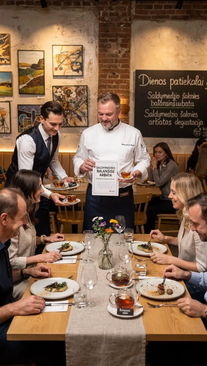 Saldus saldymedžio šaknų arbatos maišelis, paruoštas naudojimui, su žolelių lapais fonde.