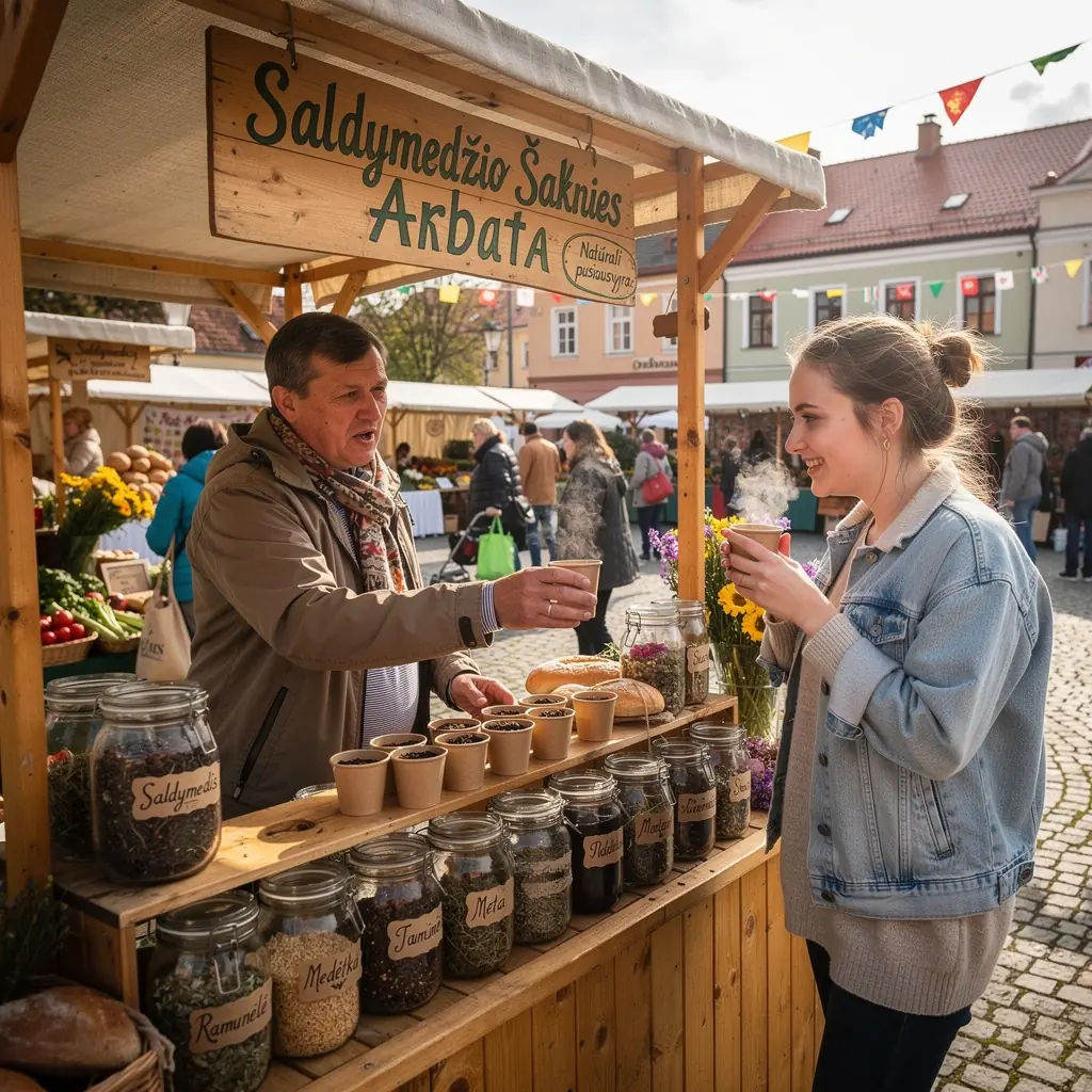 Arbatos puodelis su garuojančiu skysčiu, atspindintis sveikatingumą ir atsipalaidavimą.
